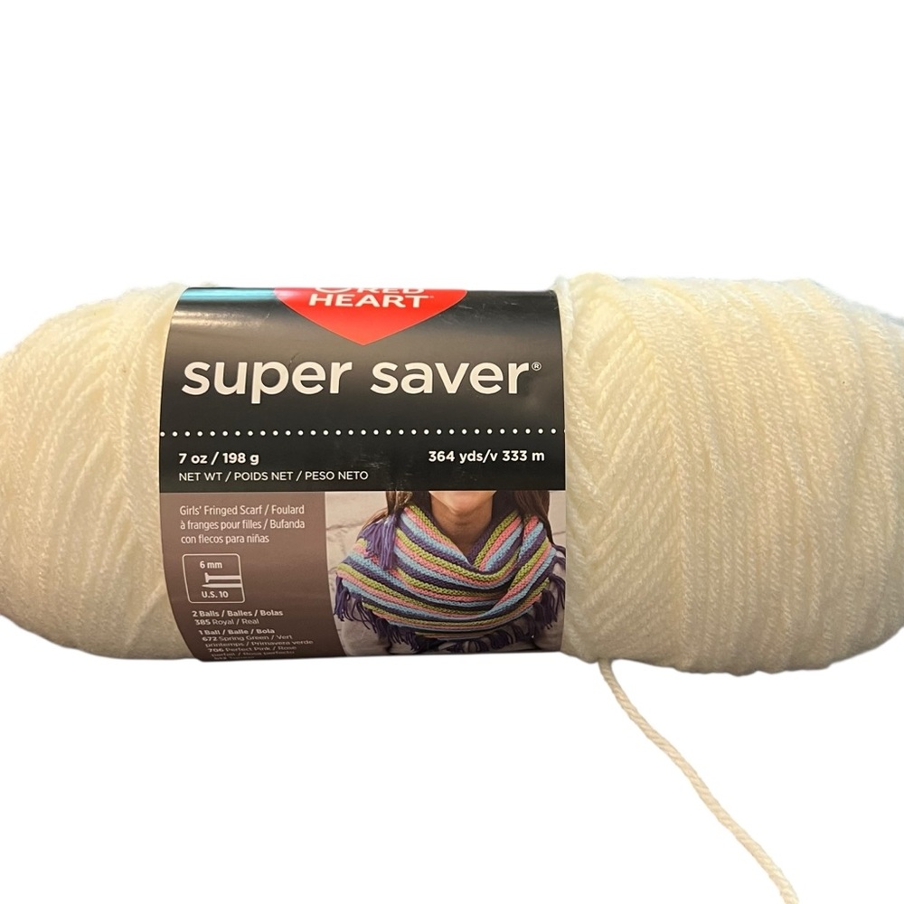 Red Heart Super Saver Yarn Soft White #0316 7 Oz Acrylic 364 Yards NEW